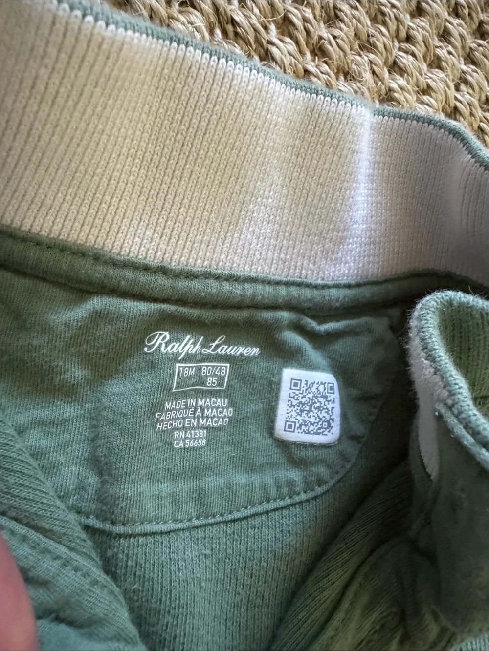 Ralph Lauren Olive Green Long-Sleeve Baby One-Piece